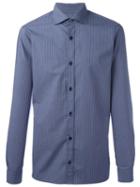 Z Zegna Tonal Print Shirt, Men's, Size: Large, Blue, Cotton