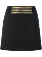 Pierre Balmain Metallic Applique Skirt, Women's, Size: 40, Black, Cotton/spandex/elastane/viscose