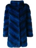 Yves Salomon Rabbit Fur Coat - Blue