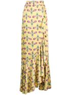 Patbo Printed Maxi Wrap Skirt - Yellow
