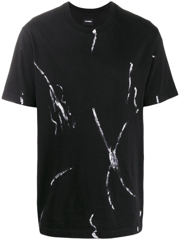 Les Hommes Splash Print T-shirt - Black