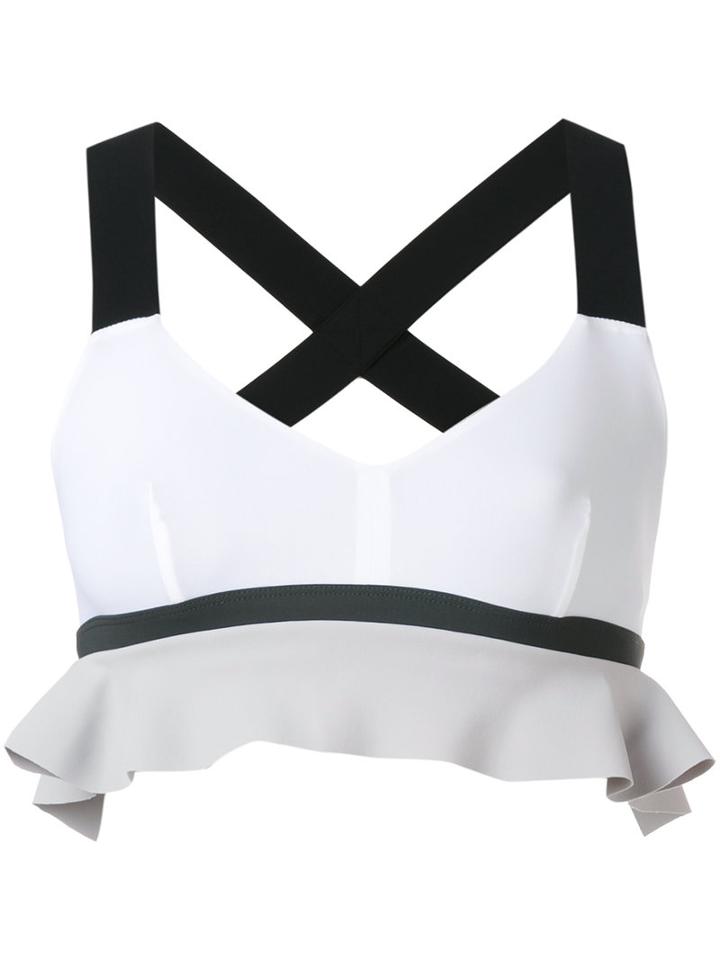 No Ka' Oi - Frill Hem Sports Bralet - Women - Polyamide/spandex/elastane - S, White