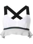 No Ka' Oi - Frill Hem Sports Bralet - Women - Polyamide/spandex/elastane - S, White