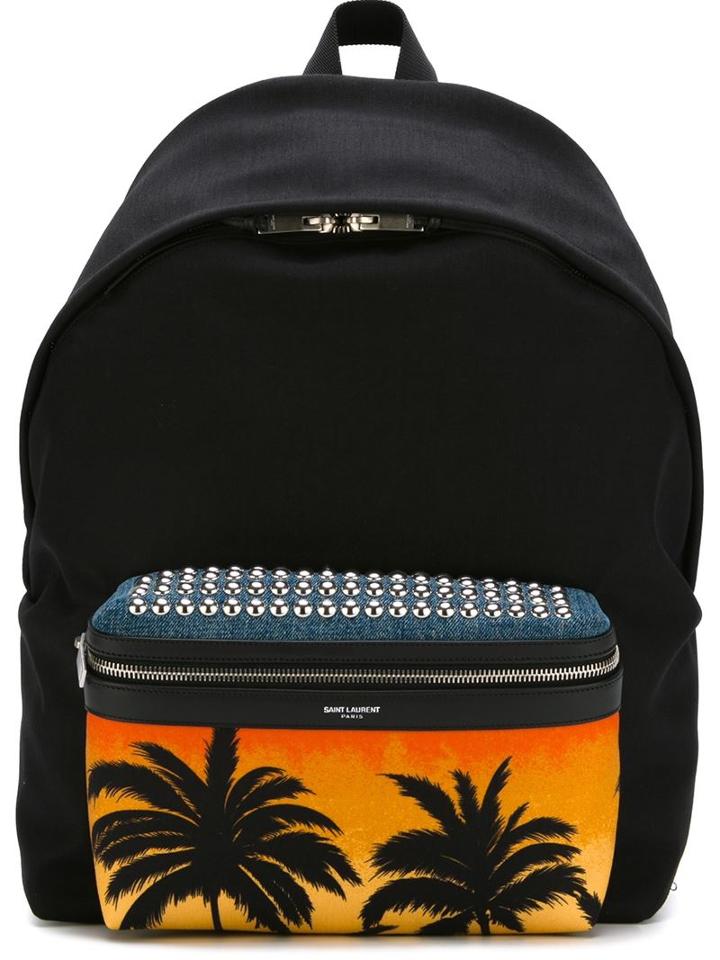 Saint Laurent Hunting Backpack, Black, Cotton/leather/metal Other