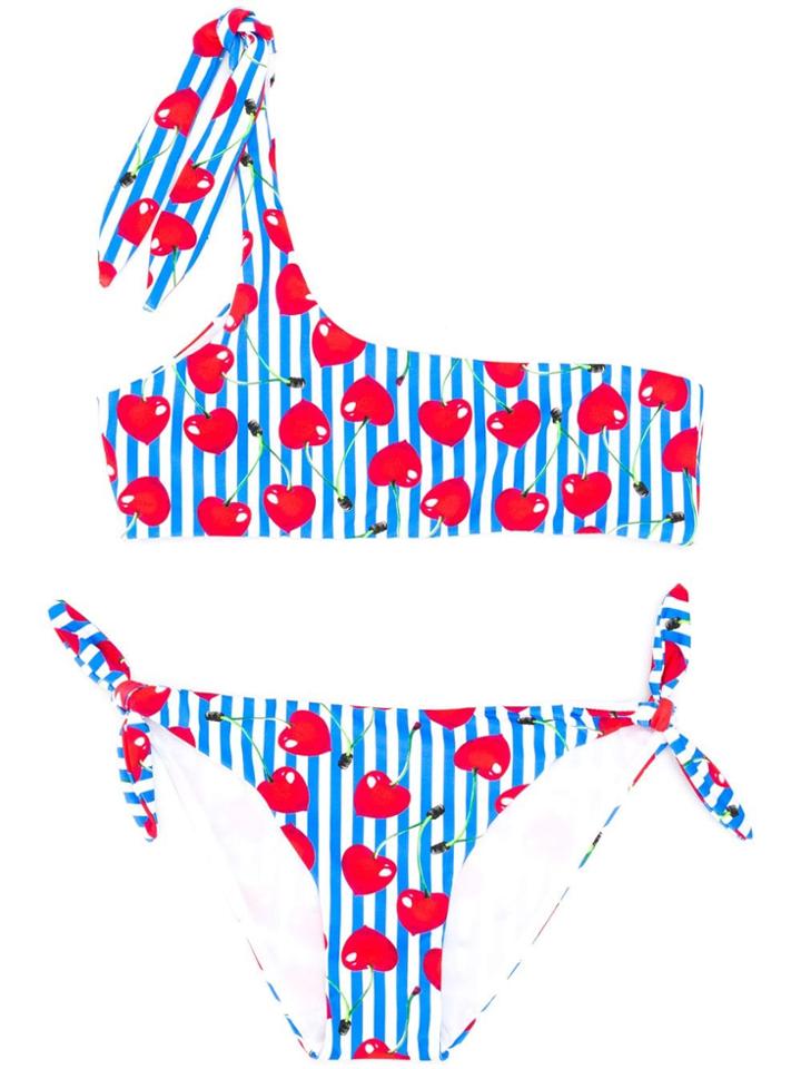 Mc2 Saint Barth Kids Teen Cherry Print Bikini - Blue