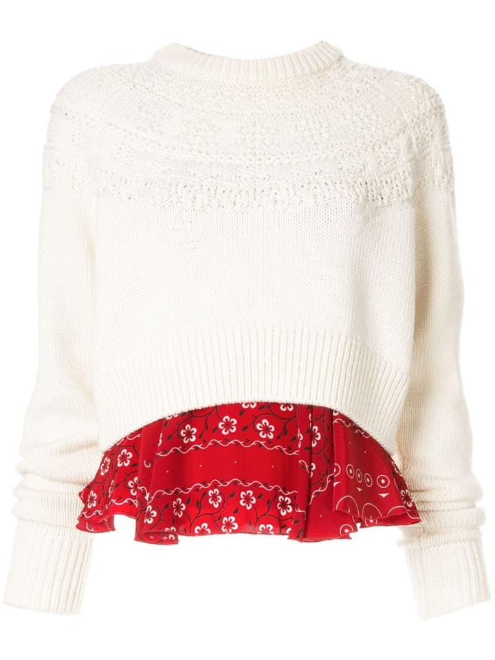 Kolor Patterned Chest Jumper - White
