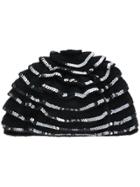 Le Chapeau Ruffle Sequined Hat - Black