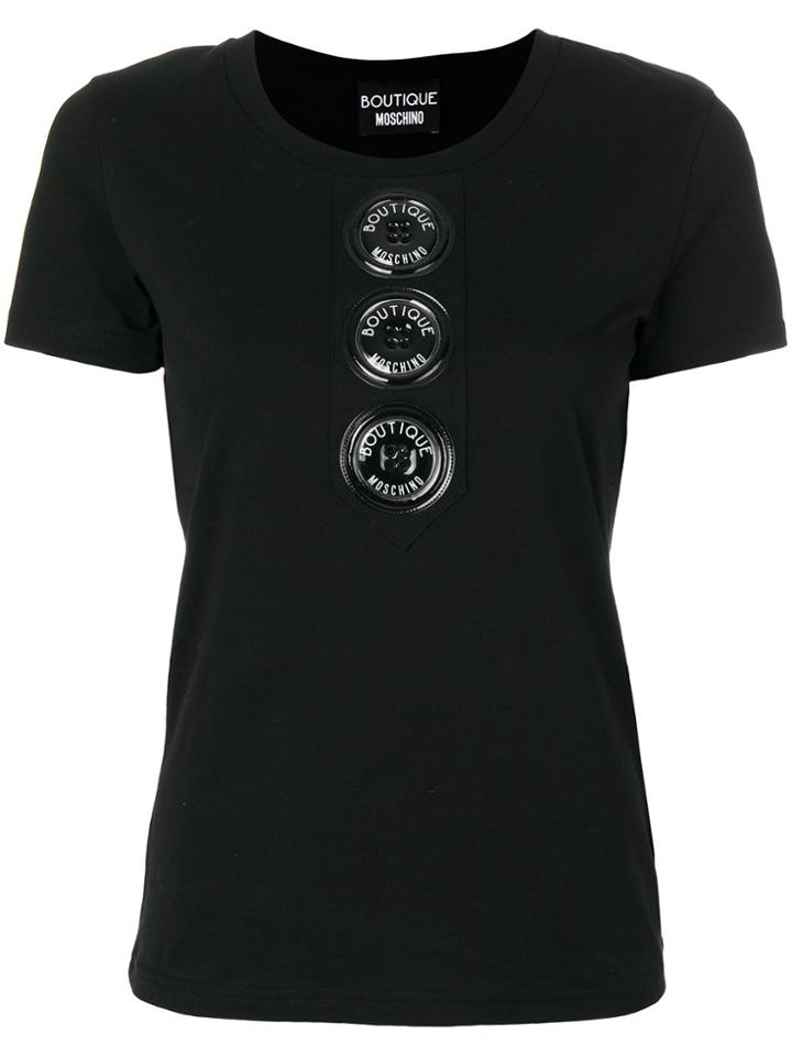 Boutique Moschino Oversized Button Detail T-shirt - Black