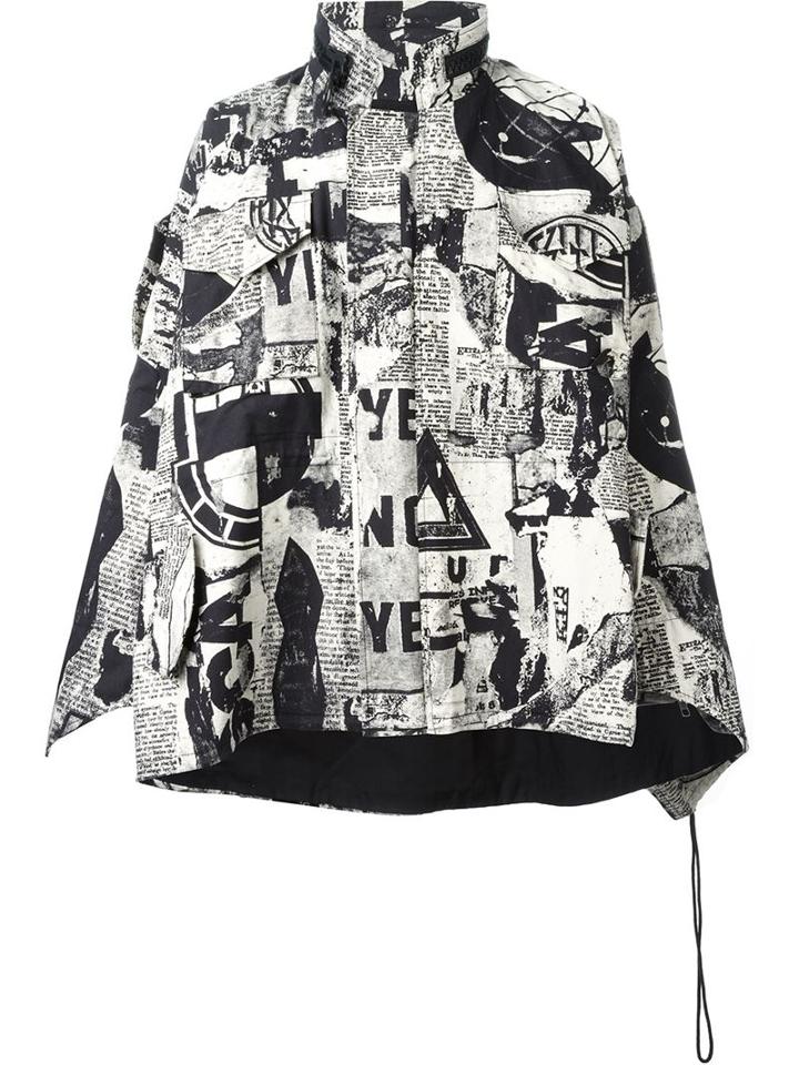 Ktz Newspaper Print Jacket, Men's, Size: M, Black, Cotton