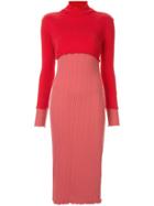 Goen.j Two-tone Ribbed Dress - Red