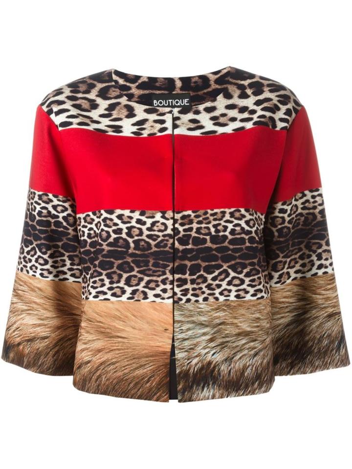 Boutique Moschino Animal Graphic Cropped Jacket, Women's, Size: 40, Polyester/other Fibres