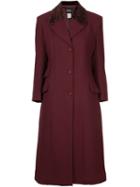 Versace Pre-owned Collar Bore Long Jacket Coat - Red