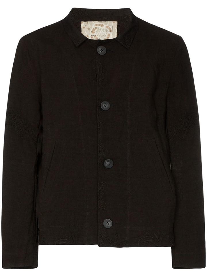 By Walid 1920s Embroidered Murat Linen Jacket - Black