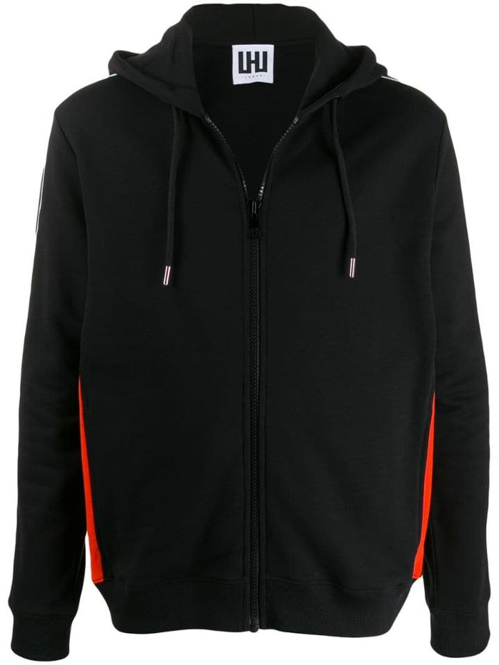 Les Hommes Urban Colour Panelled Zip Hoodie - Black