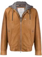 Brunello Cucinelli Hooded Leather Jacket - Brown