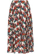 Valentino Floral-print Pleated Silk Skirt - Am0 Multicoloured
