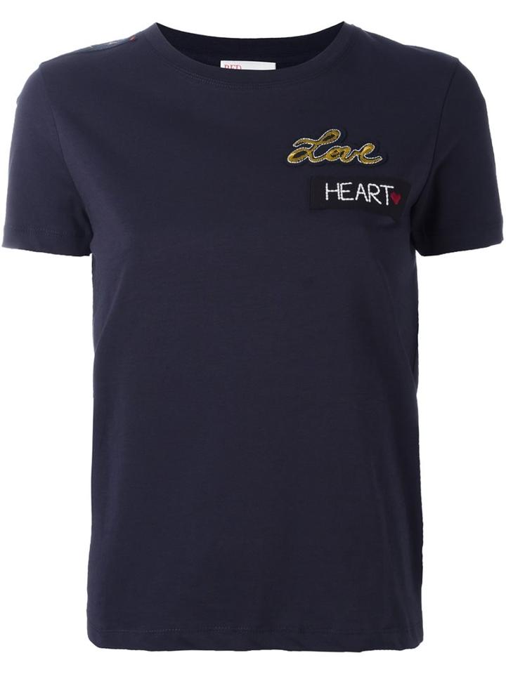 Red Valentino Love Patch T-shirt, Women's, Size: Xs, Blue, Cotton/acrylic/polyester/viscose