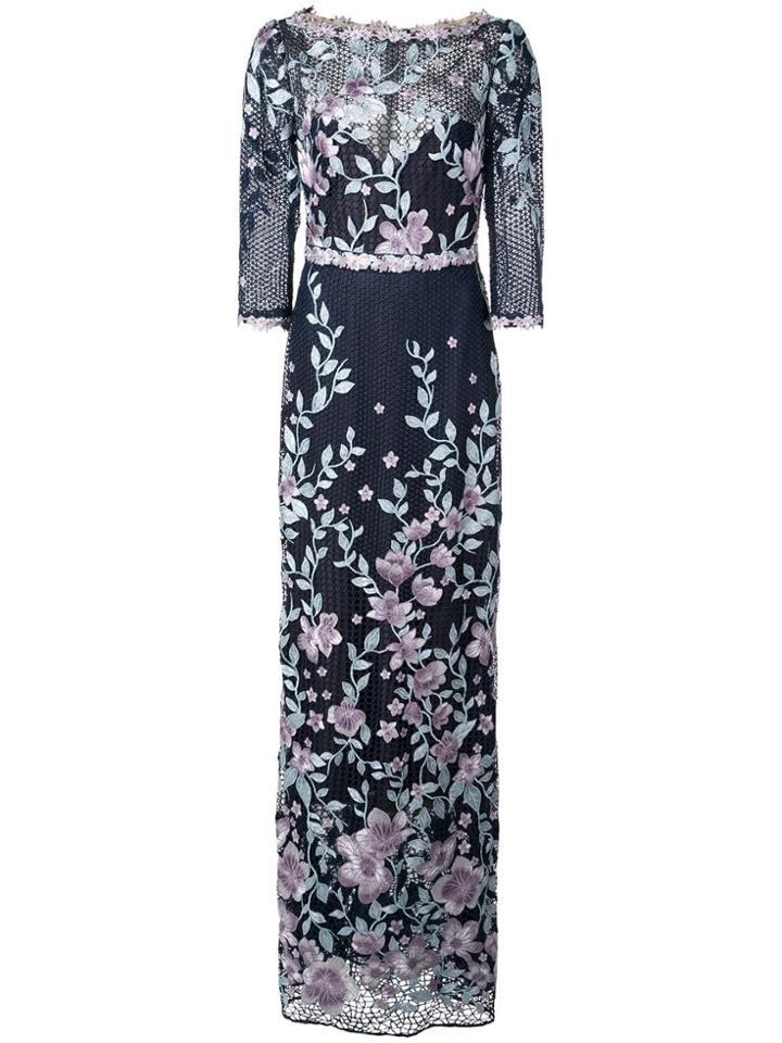 Marchesa Notte Embroidered Gown - Blue