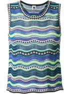 M Missoni Wavy Stripes Tank Top, Women's, Size: 42, Black, Cotton/polyester/viscose/polyamide