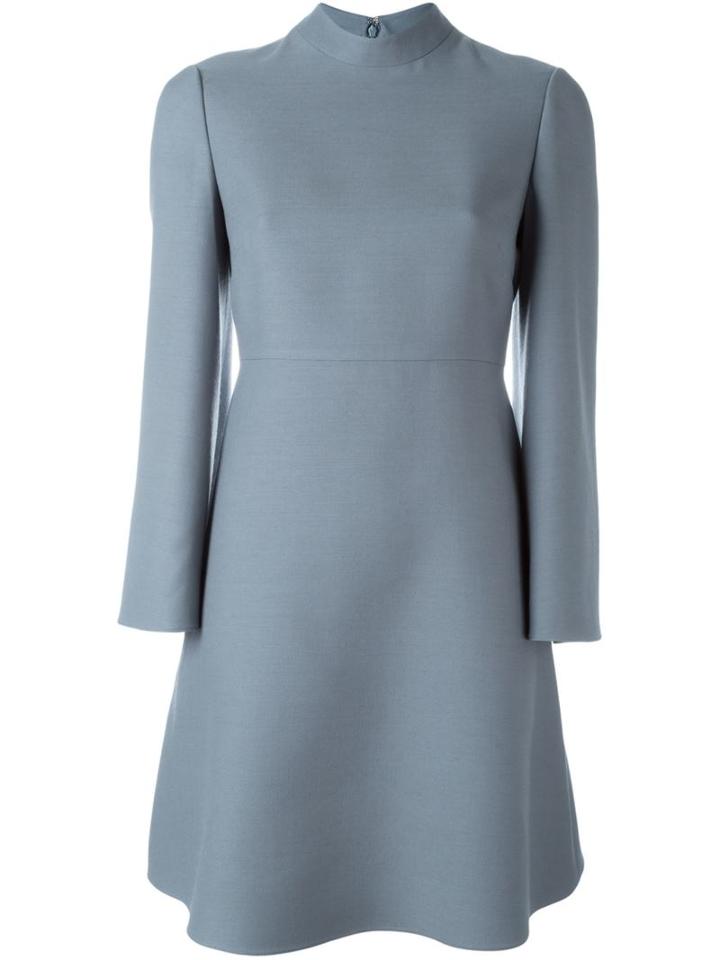 Valentino Crepe Couture Dress, Women's, Size: 44, Blue, Virgin Wool/silk