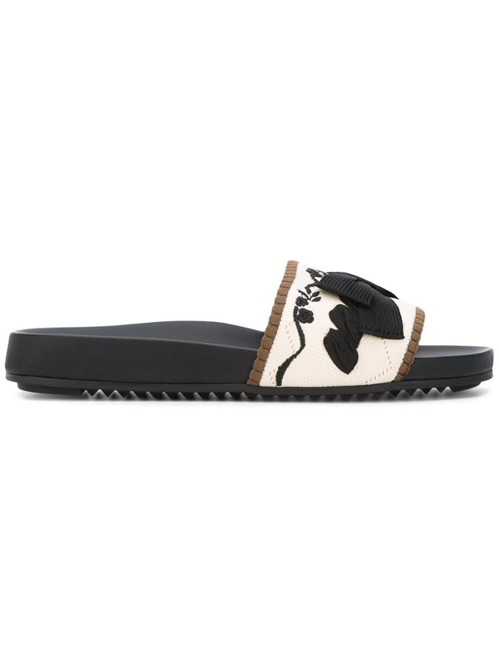 Fendi Slides With Embroideries - Black
