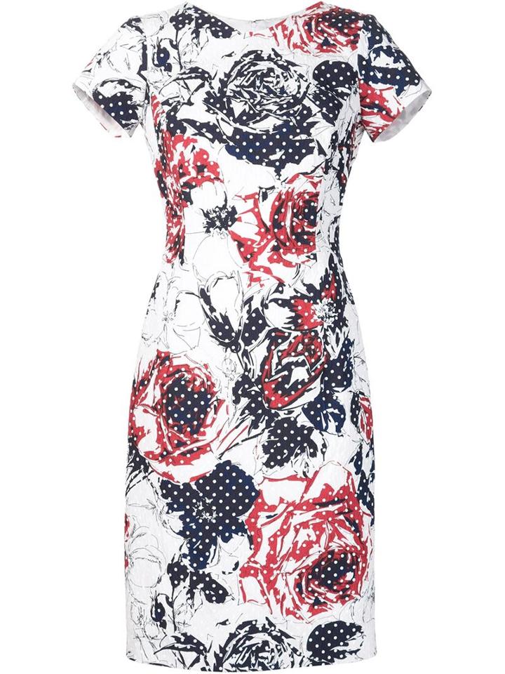 Carolina Herrera Rose Print Pencil Dress