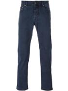Jacob Cohen Straight Trousers, Men's, Size: 30, Blue, Cotton/spandex/elastane