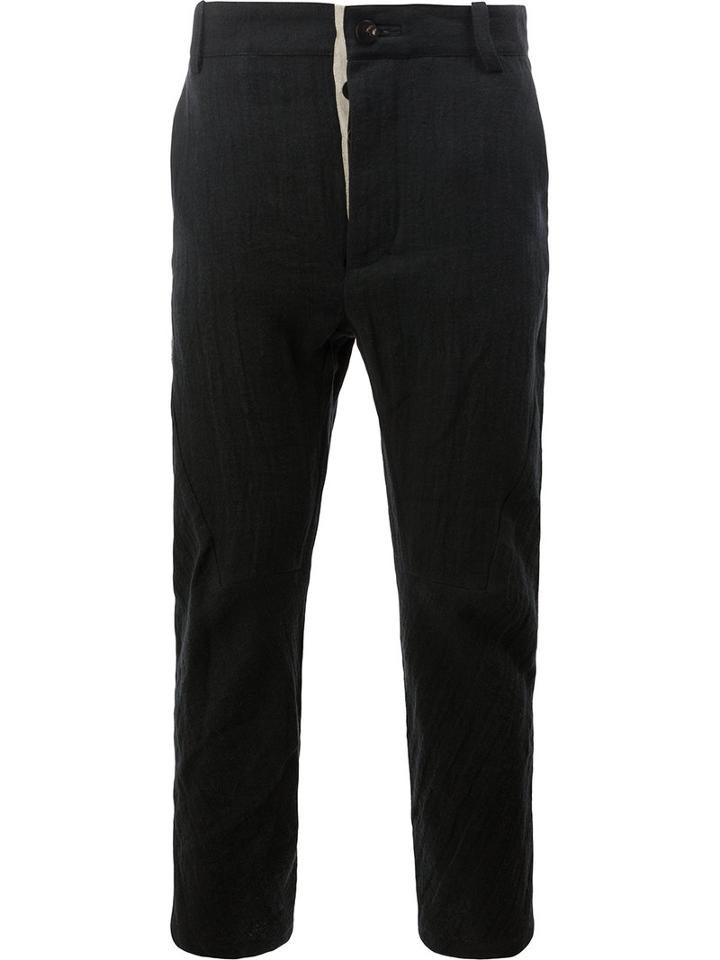 Cedric Jacquemyn Straight Leg Cropped Trousers, Men's, Size: 50, Black, Cotton/polyester/linen/flax/ramie