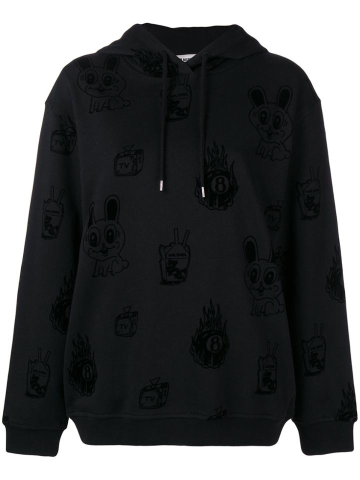 Mcq Alexander Mcqueen Bunny Printed Hoodie - Black