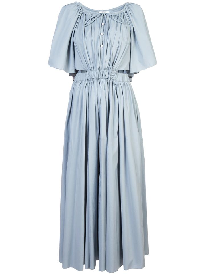 Rosie Assoulin Long Gathered Detail Dress - Blue
