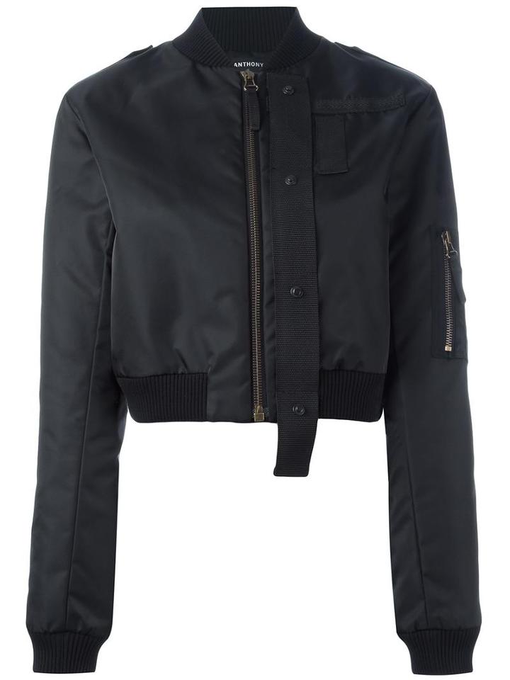 Anthony Vaccarello Cropped Bomber, Women's, Size: 38, Black, Polyamide/acrylic/cotton/polyester