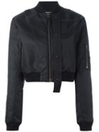 Anthony Vaccarello Cropped Bomber, Women's, Size: 38, Black, Polyamide/acrylic/cotton/polyester