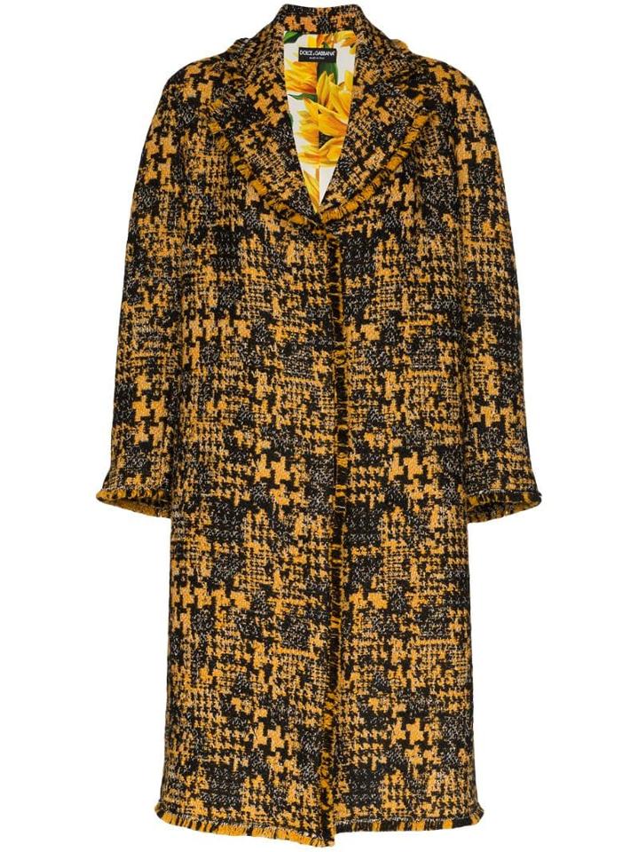 Dolce & Gabbana Single-breasted Tweed Coat - Black