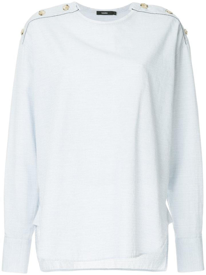 Bassike Button Detail Textured Blouse - White