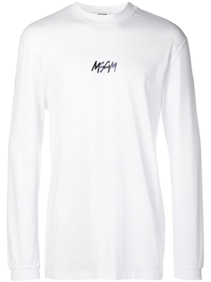 Msgm Logo Print Top - White