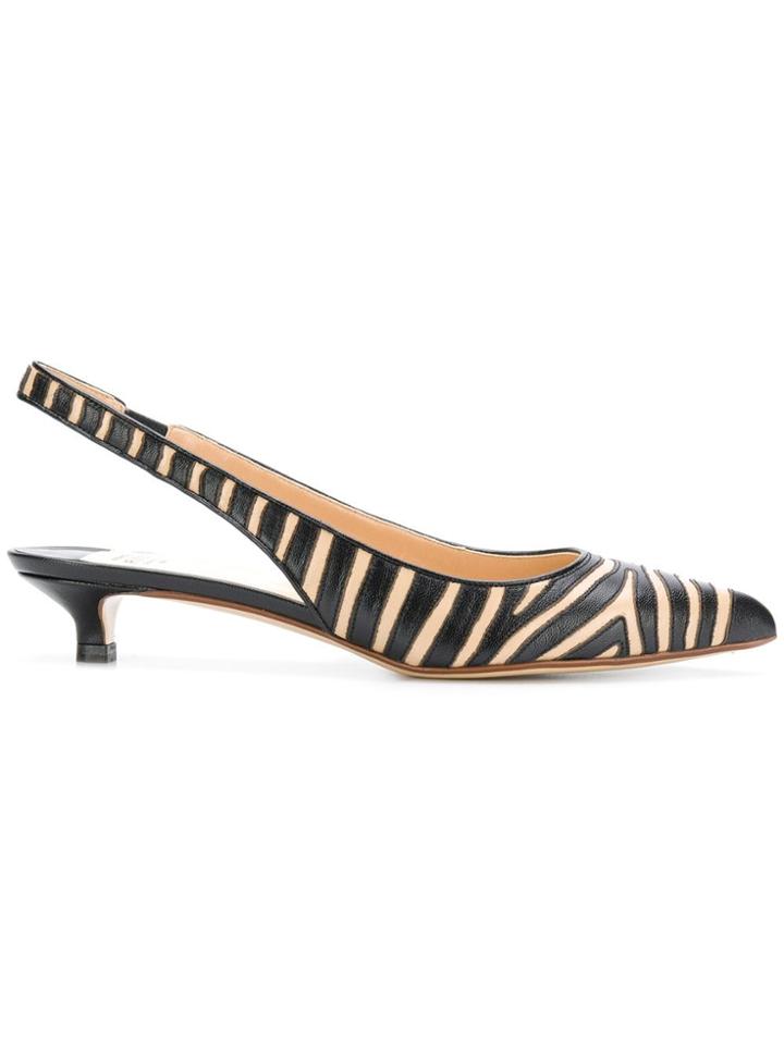 Francesco Russo Animal Print Slingback Pumps - Black