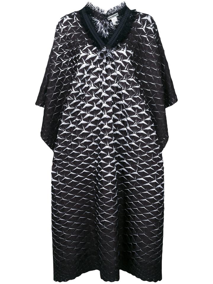 Issey Miyake Frayed Neck Oversized Dress - Black