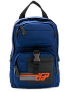 Prada Logo Zip Backpack - Blue