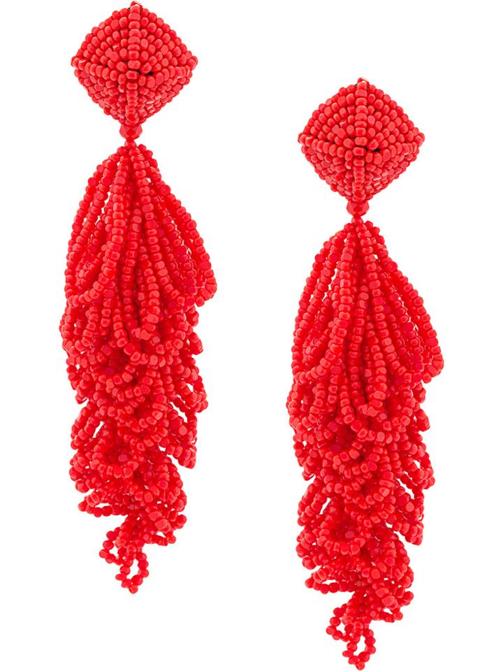 Sachin & Babi Beaded Chandelier Earrings - Red