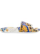 Versace Baroque Print Slides - White