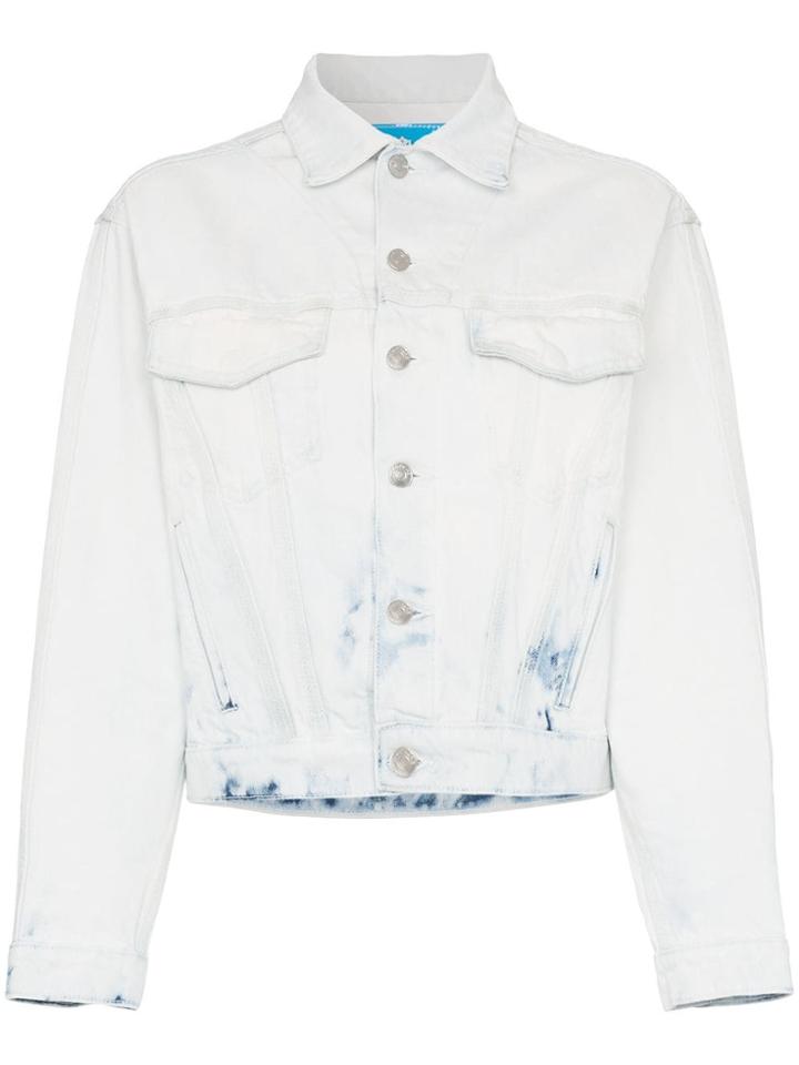 Jordache Cropped Acid Wash Denim Jacket - Blue