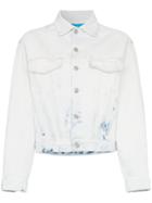 Jordache Cropped Acid Wash Denim Jacket - Blue