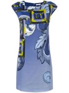 Versace Collection Mini Printed Shift Dress - Blue
