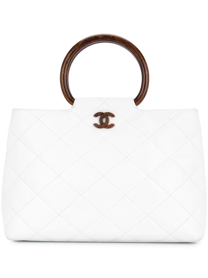 Chanel Vintage Quilted Tote Bag - White