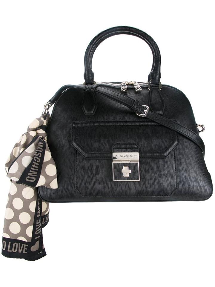 Love Moschino Scarf Detail Tote, Women's, Black