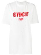 Givenchy Distressed Logo Print T-shirt, Women's, Size: Medium, White, Cotton