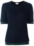 Moncler Short Sleeve Knitted Top - Blue