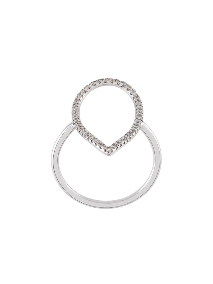 Diane Kordas Diamond Pear Outline Ring - Grey