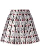 Alice+olivia Makeup Pattern Pleated Skirt, Women's, Size: 0, Polyester/spandex/elastane