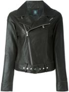 Eleventy Classic Biker Jacket, Women's, Size: 40, Black, Leather